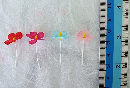 ICRAFY 200 pcs. Assorted Tiny Daisy Mulberry Paper Flower White Rope Wire Artificial Craft Scrapbook Wedding Supply Accessory DIY, Assorted Color, Size 1.5 cm. - Image 4